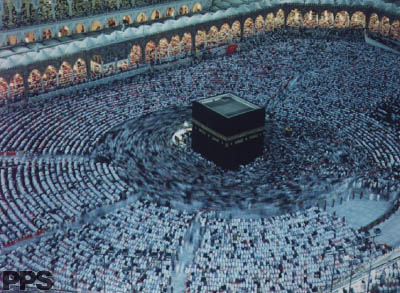 The Holiest Mosque of Islam contains the Kaba, a fallen stone.