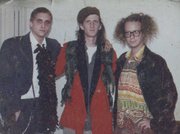 Original Tingles line-up, from left to right: Manky Germaine, bass guitar, percussion; Norbert "Ptolemy" Hanklestein, guitar, back-up vocals; Buddha "Petey" Ten, keyboards and percussion.